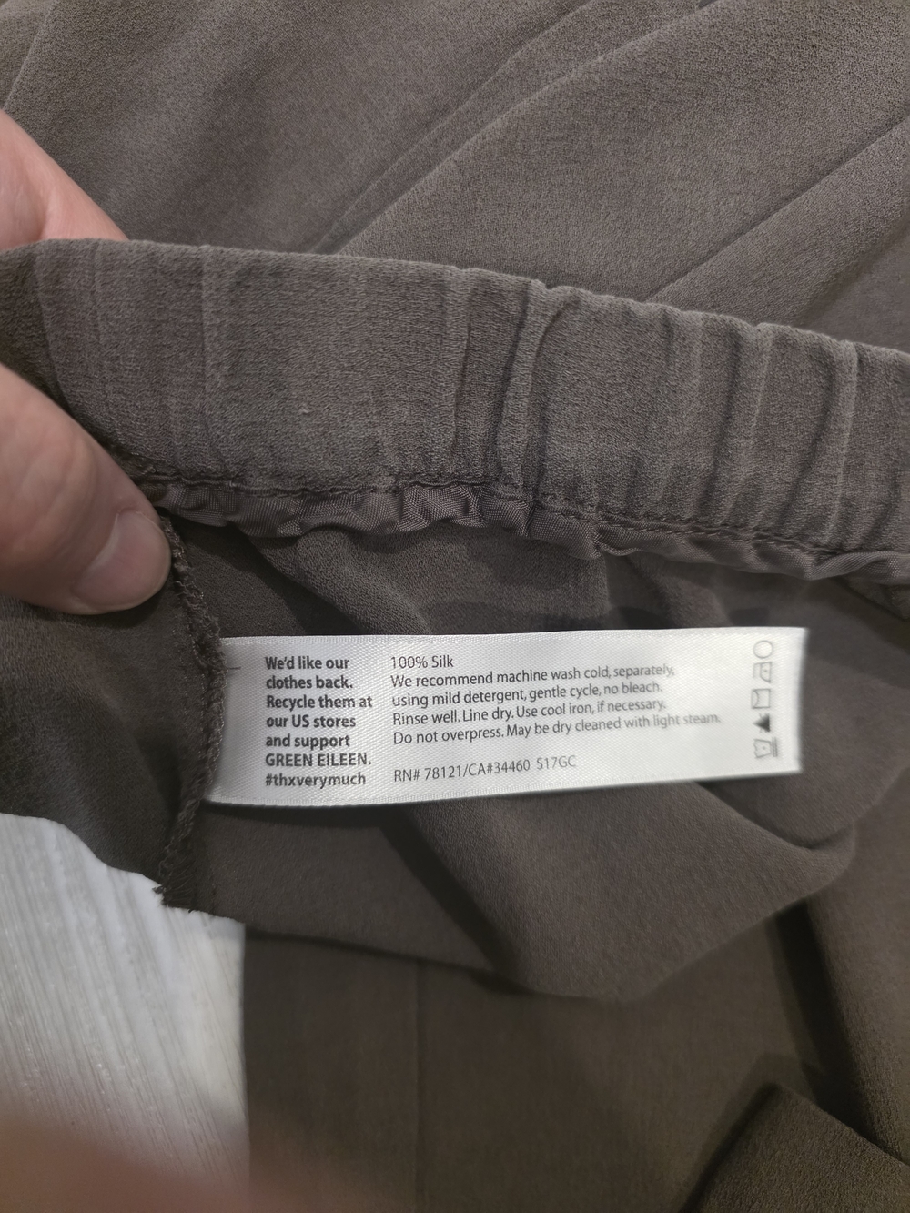 Eileen Fisher 100% Silk Taupe Cropped Wide Leg Pull-On Pants Size Small - Picture 9 of 10